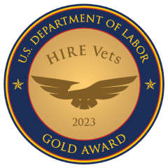 US Dept of Labor Gold Award - Hire Vets 2023